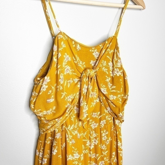 LoveRiche Floral Ruffle Mustard Yellow Dress Sz L - Picture 4 of 9